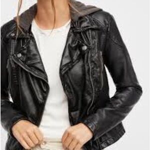 Free People Hooded Leather Jacket - Like New